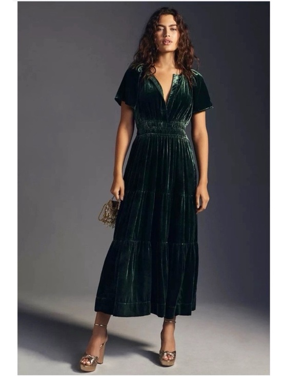 Anthropologie Dresses & Skirts - Anthropologie Somerset Dark Green Velvet Maxi Dress